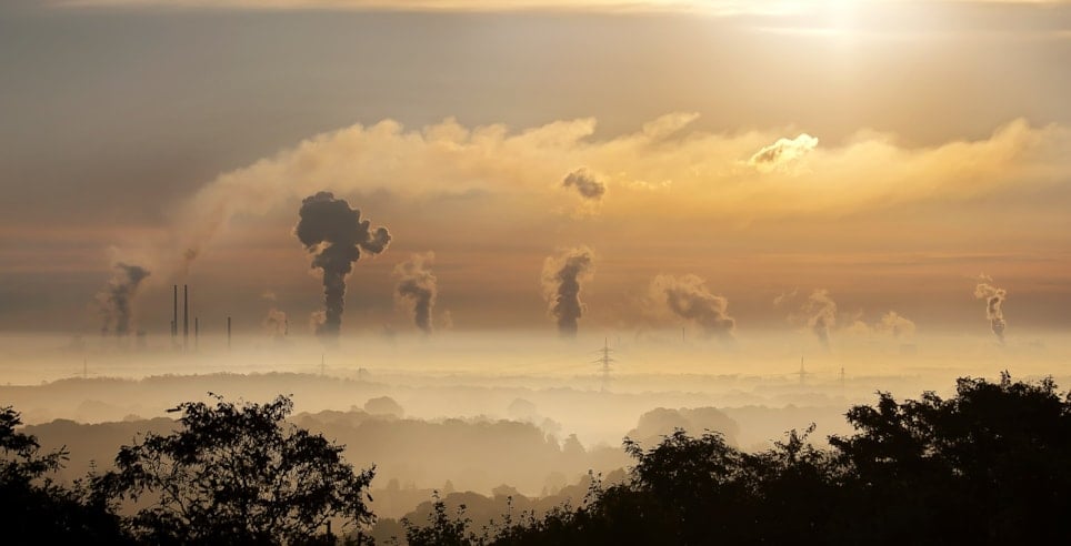 Industry and a yellow sky background